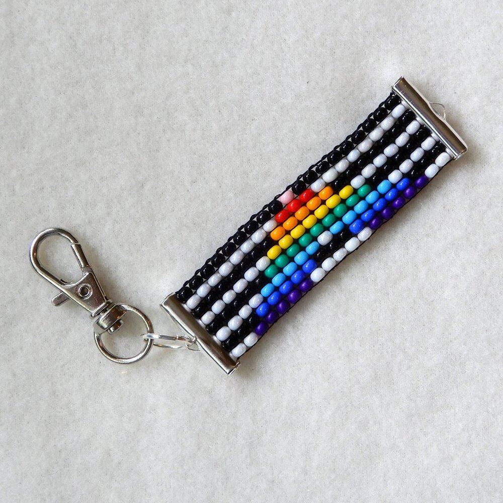 Straight Ally Pride bead keychain, handmade, 30% to charity